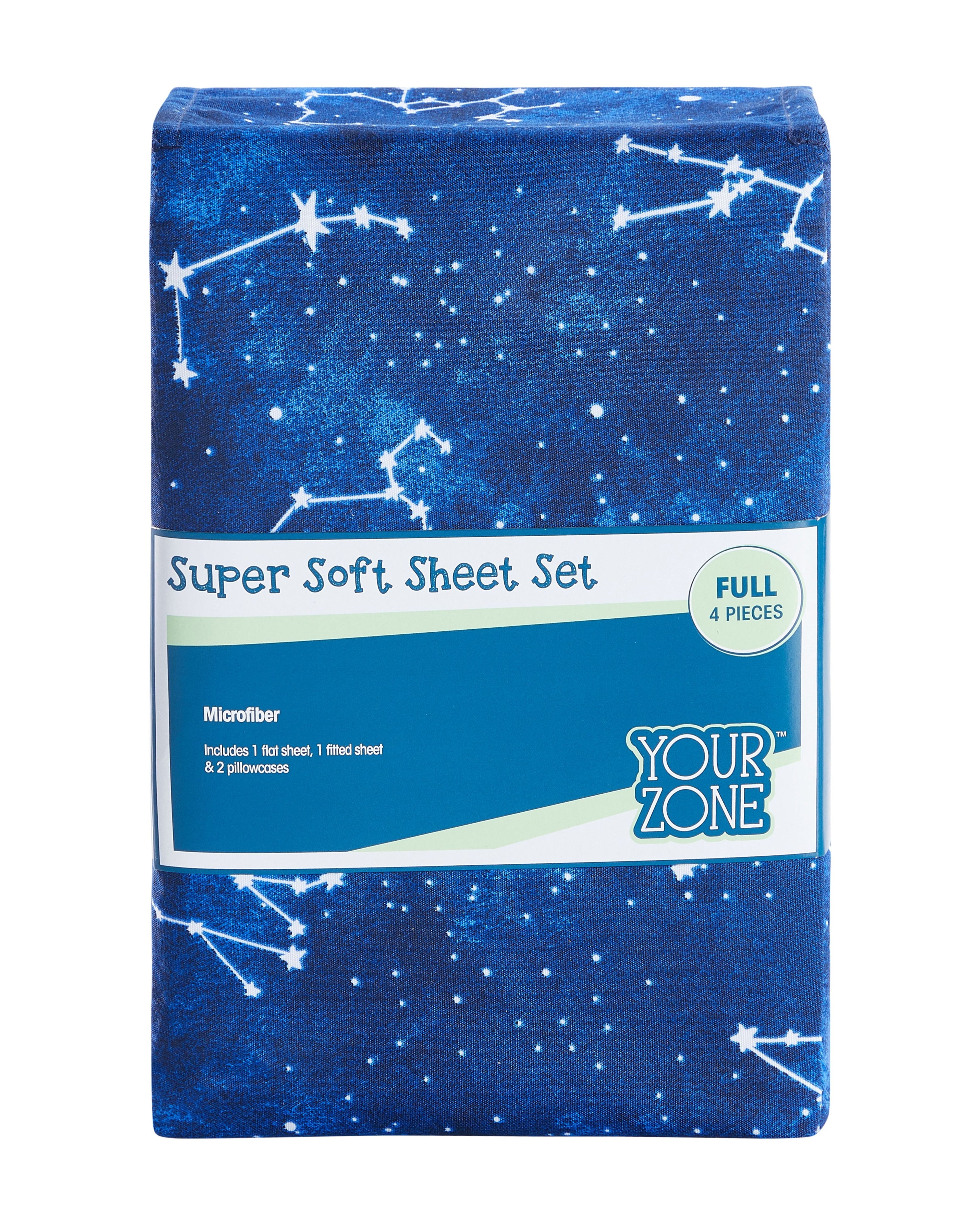 Kids Soft Microfiber Sheet Set, Navy Blue Stars, Full, 4 Pieces, Easy Care - Image 3
